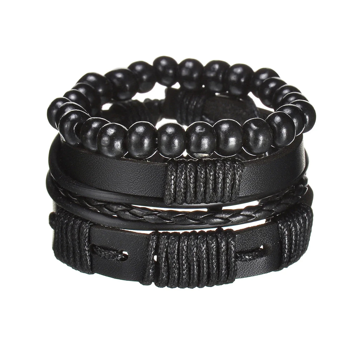 MeMolissa New Fashion Braided Wrap Leather Bracelets for Men High Quality Vintage Charm Wood Beads Ethnic Tribal Wristbands