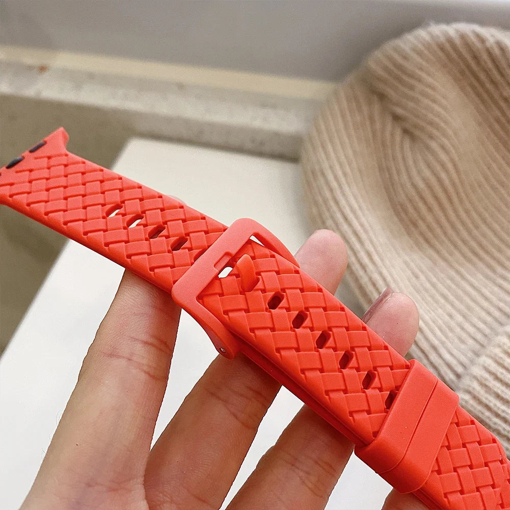 Apple Watch Basketweave-Texture Silicone Band with Buckle