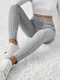 Ribbed Knit Mid-Calf Leggings for Women