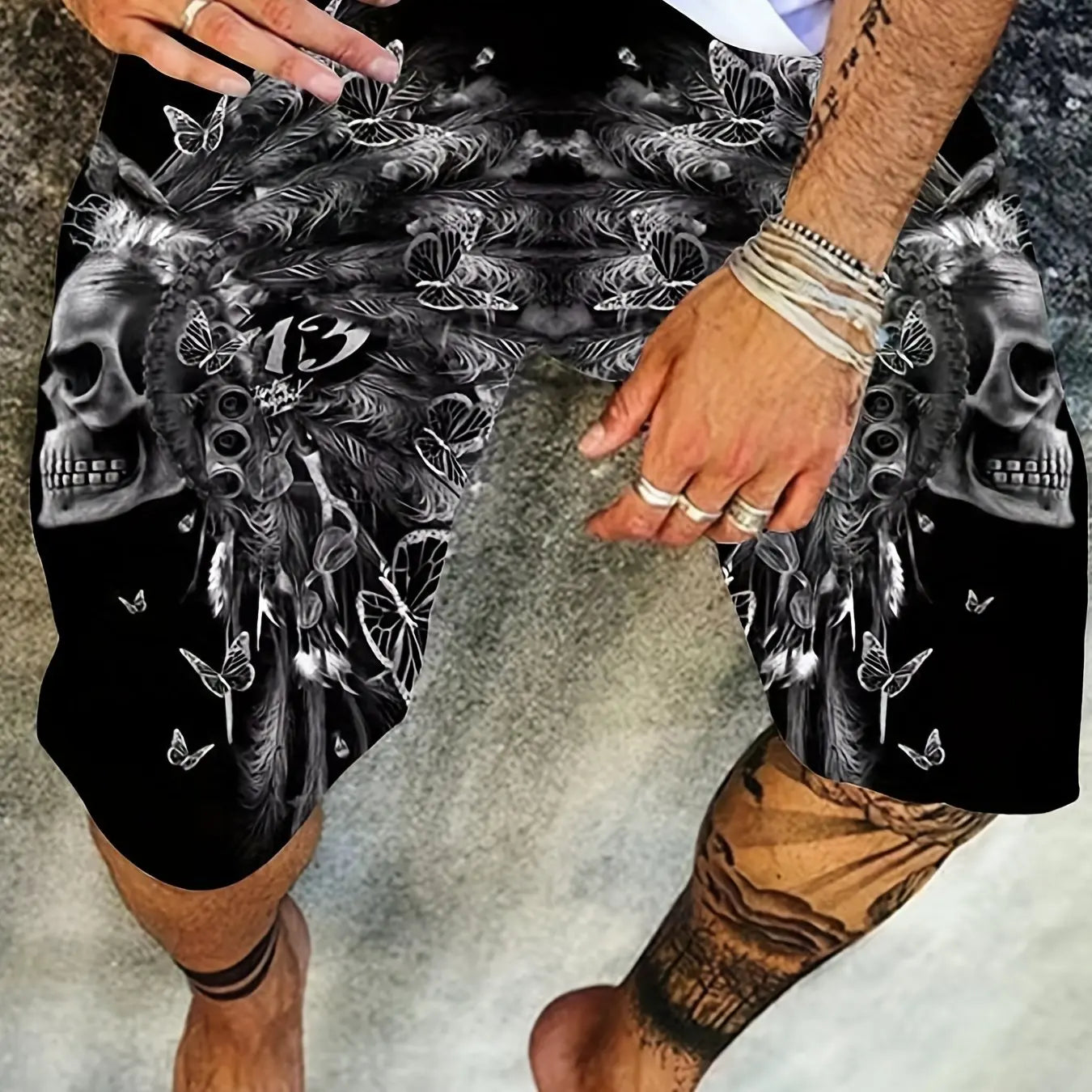 New Men's Summer Casual Shorts 3D Skull Print Creative Cool Street Vacation Polyester Soft BreathableBeach PantsSurfboard Shorts