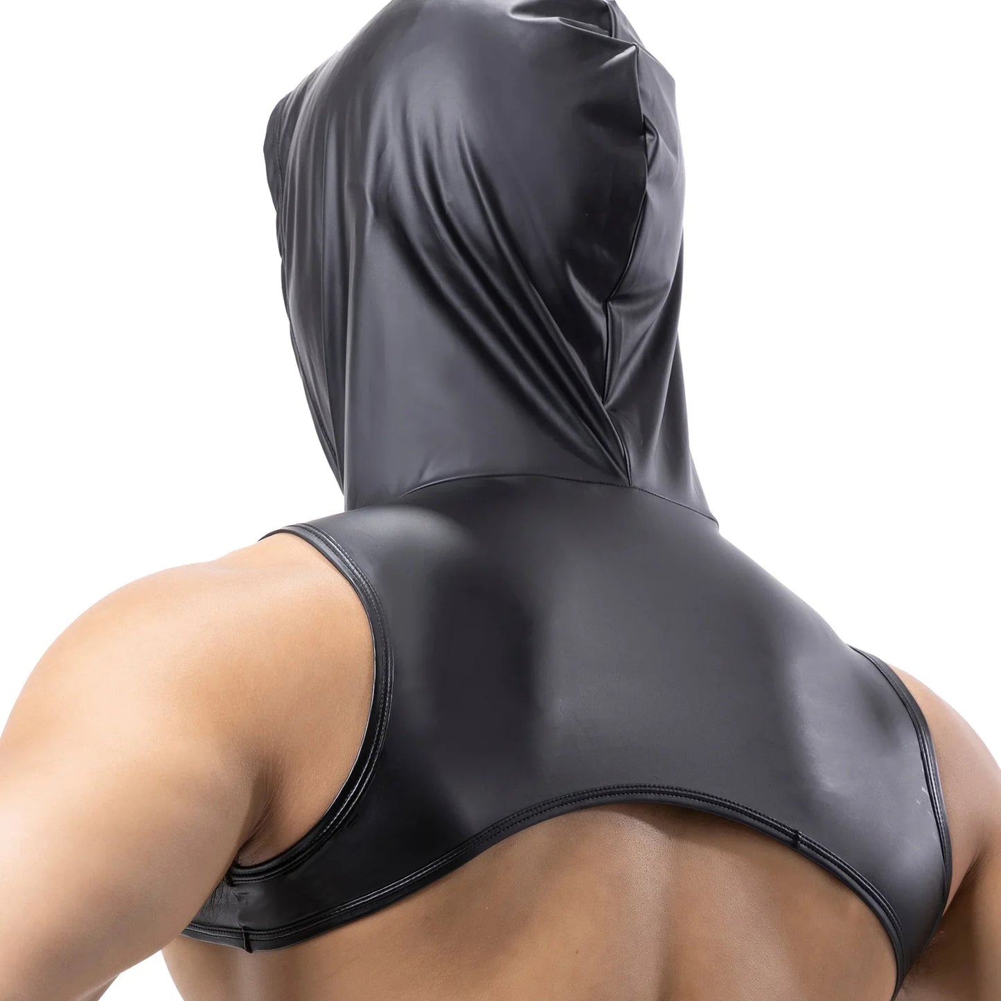 CLEVER-MENMODE Mens Muscle Tank Tops Sexy Hooded Clubwear Stage Costume Crop Tops Performance Sleeveless Tank Tops Fitness Vest