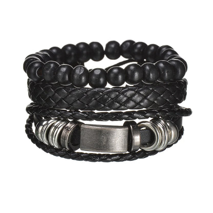 MeMolissa New Fashion Braided Wrap Leather Bracelets for Men High Quality Vintage Charm Wood Beads Ethnic Tribal Wristbands