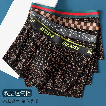 4PCS Mens Underwear Men Fashion Underpants Male High Stretch Boxer Panties Shorts Breathable Soft Shorts Comfortable Plus size