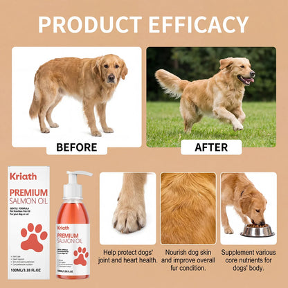 100ml Premium Salmon Oil for Dogs Omega 3 Fish Oil Liquid Supplement for Shiny Coat Dry Skin Relief Joint & Heart Care