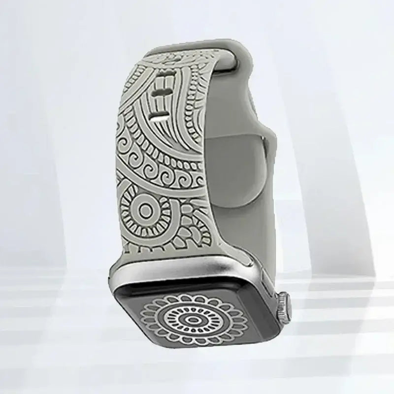 Apple Watch Engraved Silicone Band, Ornamental or Leopard
