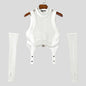 Fashion Casual Style Tops INCERUN Men Deconstruction Sleevelet Vests Sexy Buckle Mesh Splicing Half High Neck Cropped Tank Tops