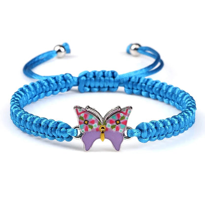 Handmade Braided String Bracelet For Women Blue Butterfly Pendant Adjustable Charm Bracelets&Bangles Fashion Girl Jewelry Gifts