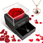 Eternal Red Rose Gift Box with Golden Heart Necklace - Anniversary, Valentine's Day,Mother'S Day , Christmas,Birthday Present