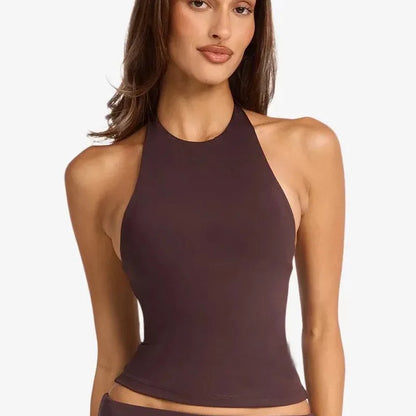 Women's Halter Yoga Tank & Biker Shorts Set