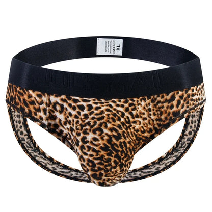 4PCS/Lot Leopard Gay Underwear Men Thongs G Strings Gay Sissy Tanga Hombre Jockstrap Breathable Penise Pouch Bikini T-back