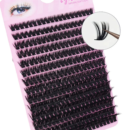 Simple Self-Graft Handmade 80D D Curl Individual Lashes 280Pcs 8-16mm Dense Clusters For Makeup Newbies & Artists