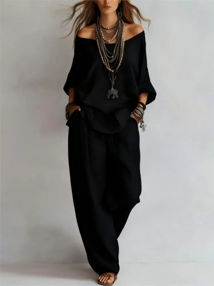 2026fashion V Neck 7 Button Sleeve Women Top Set 2 Pieces Spring