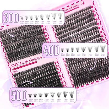 700PCS-30D/40D/50D 80D DIY Eyelash Extension Kit Mixed Length 9-16mm, D-Curl Eyelashes for DIY and Various Festive Celebrations