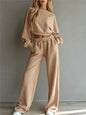 Autumn New Casual O Neck Long-Sleeved Ultra-Short Sweatshirt Trousers
