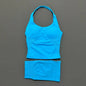 2 Pieces Shorts Yoga Set Women Backless Halter Tops High Waist Seamless Shorts Gym Suit Fitness Sportswear Workout Sets