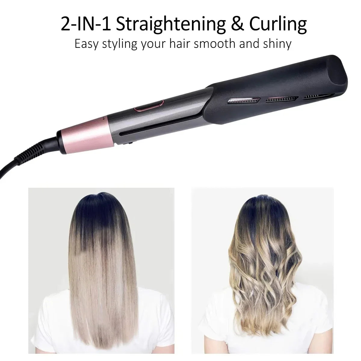 New Hair Straightener Curler 2 in 1 Negative Ion Fast Heating Styling