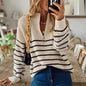 Spring Women Sweater Striped O-neck Long Sleeve Warm Thick Sweaters Female Spring New Trendy Elegant Casual Ladies Clothes