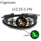 12 Zodiac Signs Leather Bracelet for Men Women Virgo Libra Scorpio Aries Taurus  Braided Rope Bracelets Birthday Gift Wholesale
