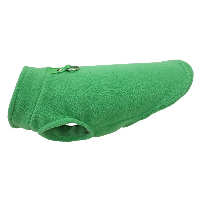 Europe, America, Amazon pet clothes, dog clothes, thickened solid color fleece vest belt, traction pet supplies in stock
