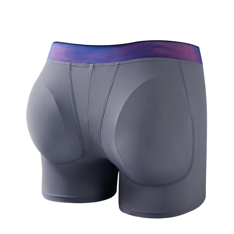 Men Padded Butt Enhancer Booty Booster Molded Boyshort Shapewear Underwear Boxer Men's Tuck in And Hip Lifting Shorts Gym Wear