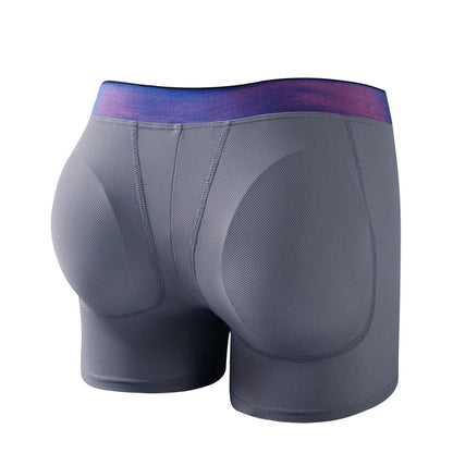 Men Padded Butt Enhancer Booty Booster Molded Boyshort Shapewear Underwear Boxer Men's Tuck in And Hip Lifting Shorts Gym Wear