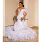 Customized Ruffle Train Fashion Mermaid Wedding Dress 2026 New Sexy V Neck One Shoulder Africa weddings dresses bridal W1490