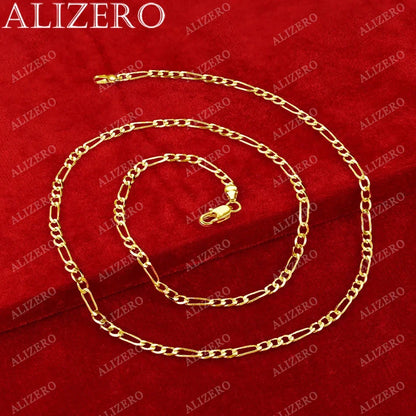 Alizero 18K Gold 4MM Figaro Chain Necklace Fashion Hip Hop Punk