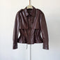 High Quality Chic Ladies Genuine Leather Short Jacket Zipper Turndown Collar Women Retro Oil Wax Sheepskin Jackets Casual Coat