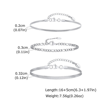 1/2/3pcs Chain Bracelet for, Stainless Steel Twisted Rope Cuban Chain