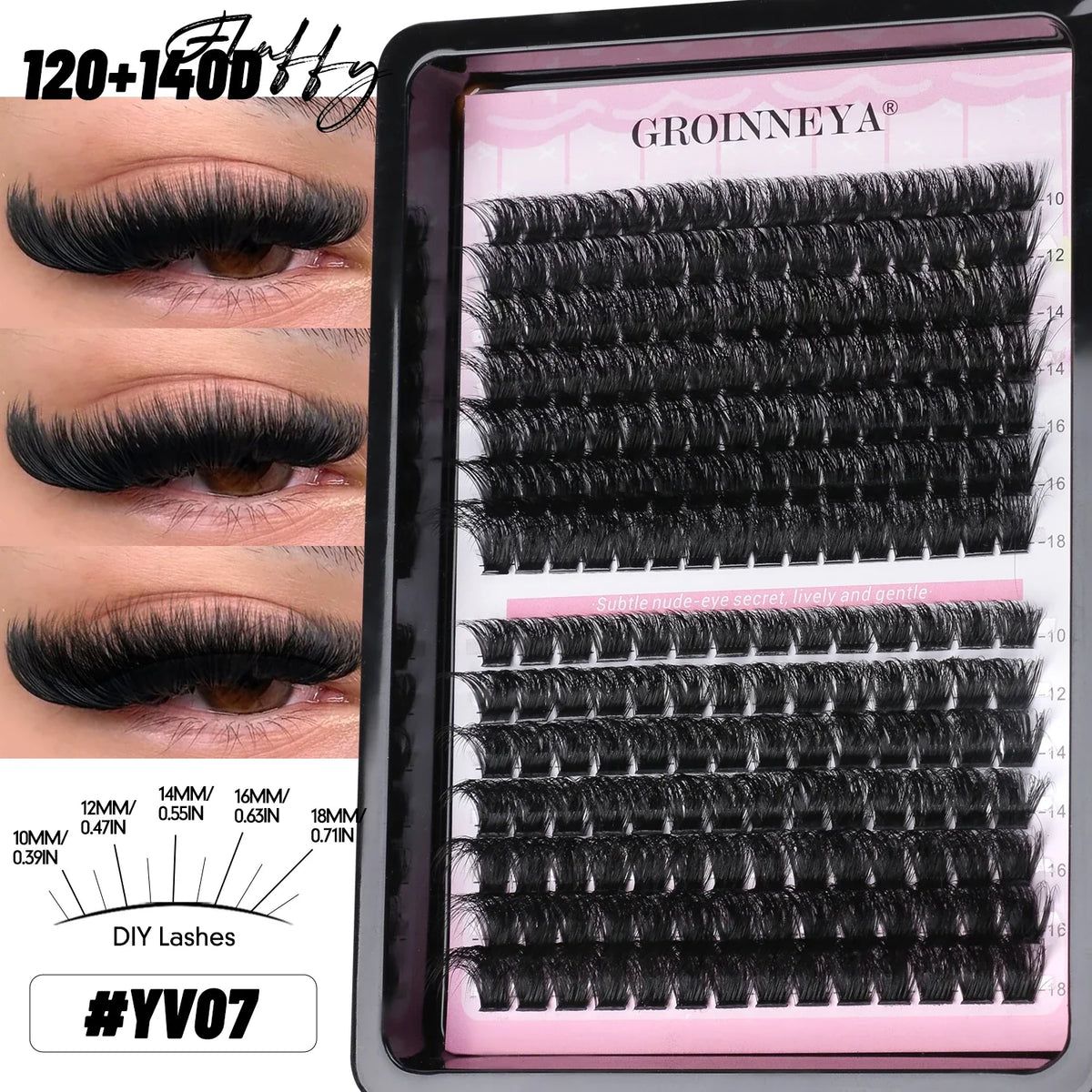 GROINNEYA Lash Clusters Wispy Eyelash Clusters Eyelash Extensions Natural Volume Lash Extensions DIY Individual Lashes Makeup
