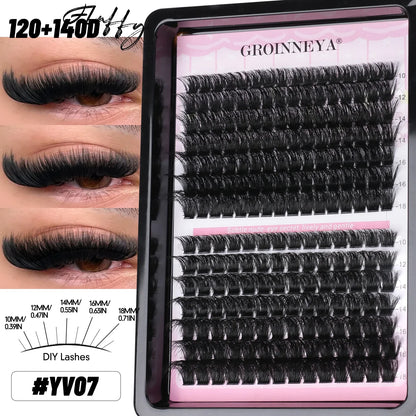 GROINNEYA Lash Clusters Wispy Eyelash Clusters Eyelash Extensions Natural Volume Lash Extensions DIY Individual Lashes Makeup