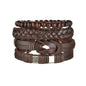 New Trendy Retro 4pcs/Set Bracelets & Bangles Men's Multilayer Black Leather Jewelry Charm Pulseiras Boyfriend Wristband