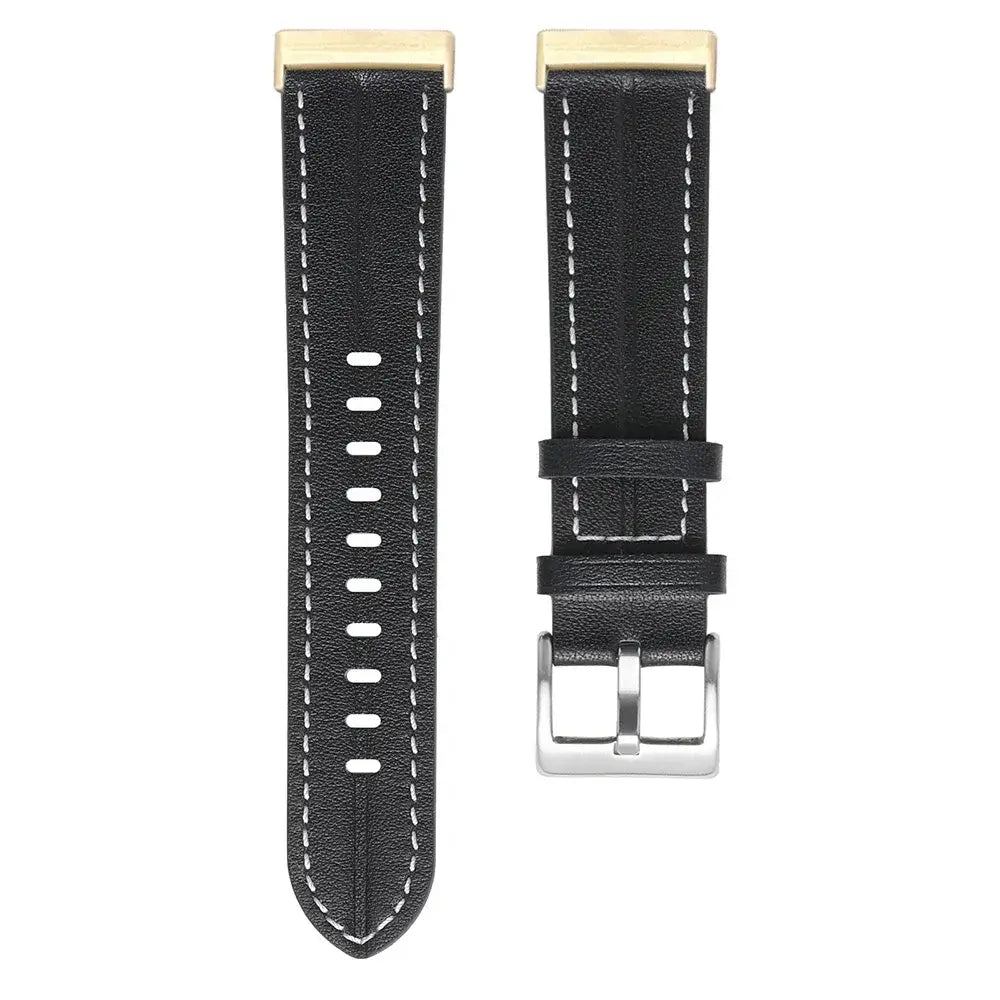 Fitbit Versa 4, 3, 2 & Sense 2 Leather Band with Contrast Stitching