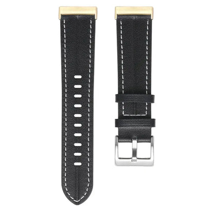 Fitbit Versa 4, 3, 2 & Sense 2 Leather Band with Contrast Stitching