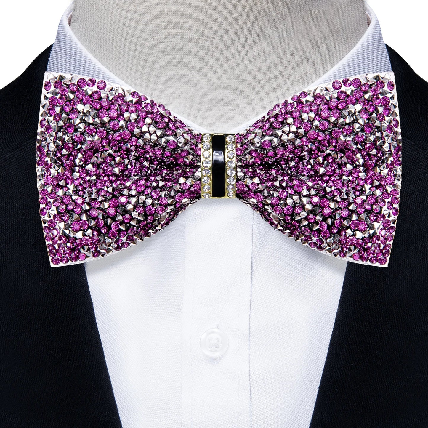 Sparkle Rhinestone Bow Ties for Men Pre-Tied Diamond Sequin Bowtie with Adjustable Length Wedding Party