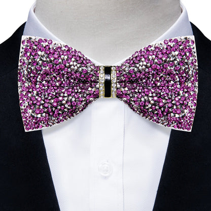 Sparkle Rhinestone Bow Ties for Men Pre-Tied Diamond Sequin Bowtie with Adjustable Length Wedding Party
