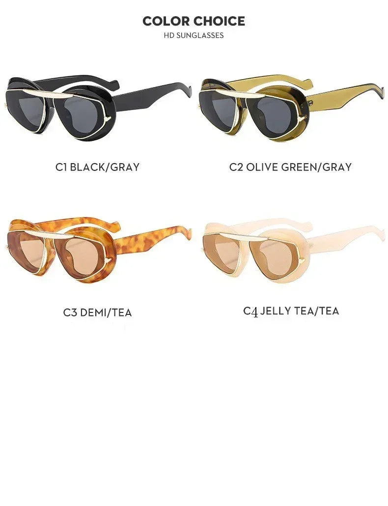 New Y2k Fashion Large Frame Sunglasses Ins Street Shot Cat's Eye Glasses Retro Personality Anti-ultraviolet Sunglasses
