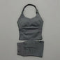 2 Pieces Shorts Yoga Set Women Backless Halter Tops High Waist Seamless Shorts Gym Suit Fitness Sportswear Workout Sets