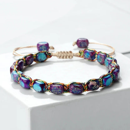 Bohemian Imperial Stone Beaded Bracelet Handmade  Braided String Bangles Friendship Jewelry Gift Vintage Design Strand Bracelets