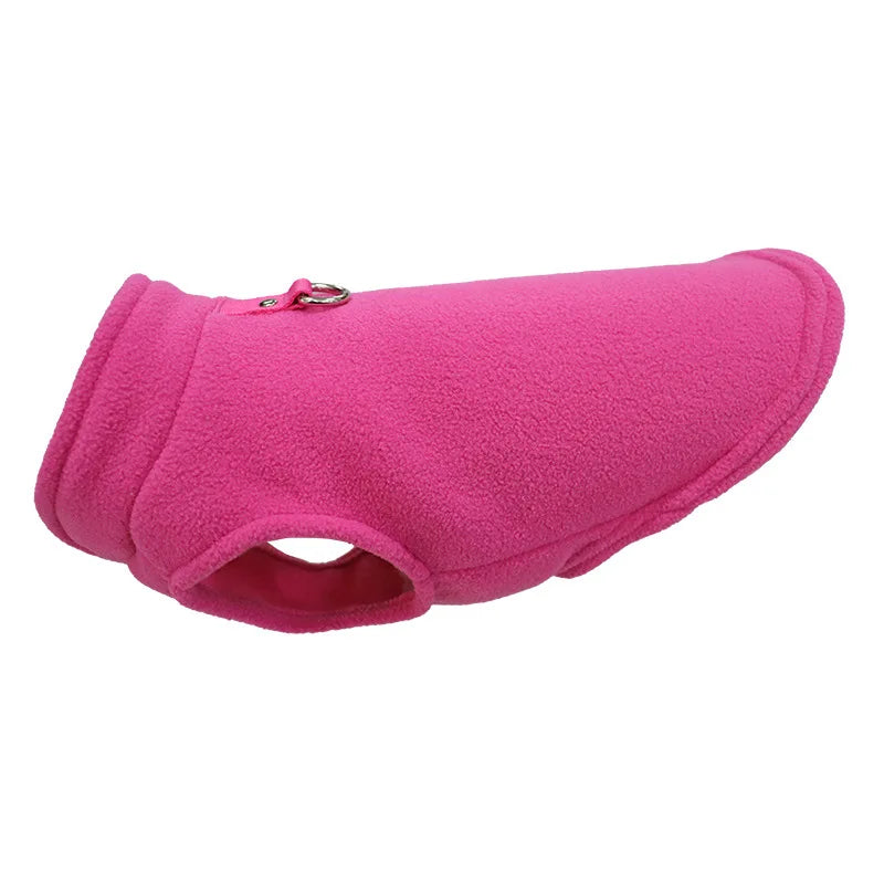 Europe, America, Amazon pet clothes, dog clothes, thickened solid color fleece vest belt, traction pet supplies in stock