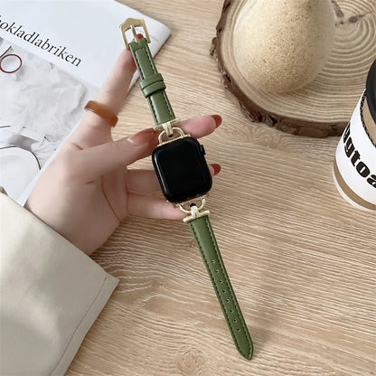 Apple Watch Slim Leather Band with Decorative Connectors