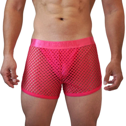 Men Underwear Boxer Thong 2 in 1 Lined with Thong Jockstrap Home Shorts Boxer Man Panties Sexy Soft Sport Short Boxer Mesh