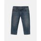 Women's Denim Pencil Capri Pants Button Low Rise Slim Fit Cropped Jeans with Side Slits Hemline Summer Stretch Capris