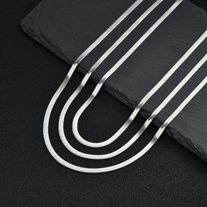 Stainless Steel Snake Chain Necklace for Women Men, Silver Color Herringbone Choker Flat Neck Chain 40-60cm Summer Jewelry