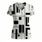 Women's Geometric Abstract Print V-Neck T Shirt Daily Casual Commuting Short Sleeve Tops Summer Street Vintage Slim Fit Tees