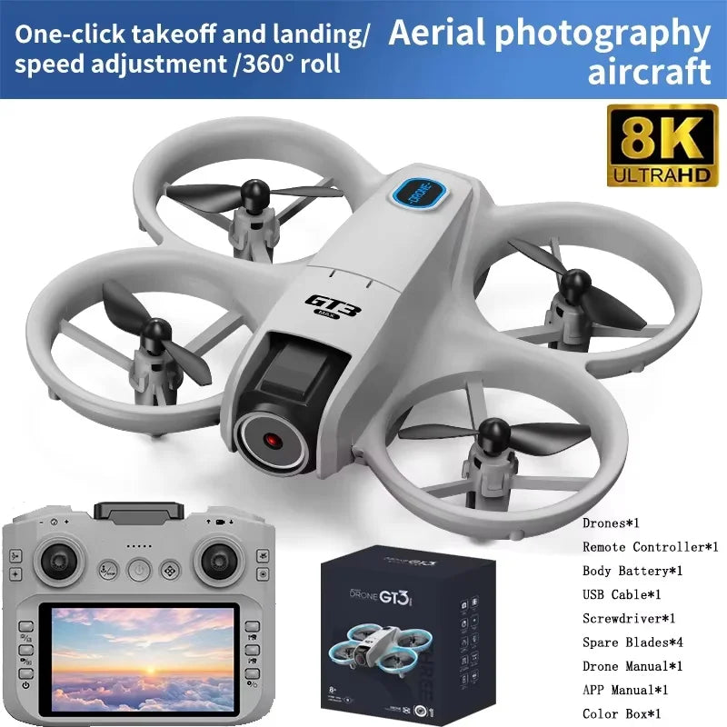 2025new GT3 MAX Drone 8K HD 4.3" Remote Control Headless Mode