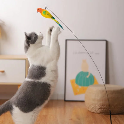Funny Simulation Bird Cat Toy Feather with Bell Cat Stick Interactive Toy for Kitten Playing Teaser Wand Toy Pet Cats Supplies
