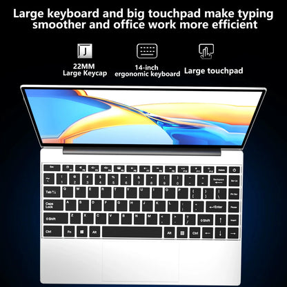 LENO 14.1"Ultra Slim Laptop Windows11 Intel 4405U 16GB 2TB SSD Gamer Notebook 1920*1080 Display Office Study Gaming Computer PC