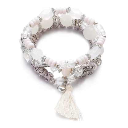 3pcs Boho Bohemian Pink Butterfly Pendant Charm Beads Bracelets Set For Women Stone Wristband Bracelet Bangles Pulseras Feminina
