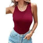 Summer Ribbed Tank Top with Bra Pads